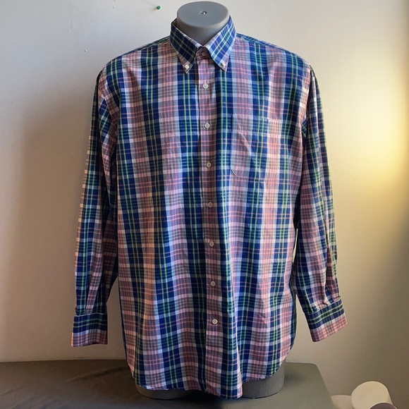 Plaid Peter Millar Dress Shirt Size XL - Picture 2 of 7